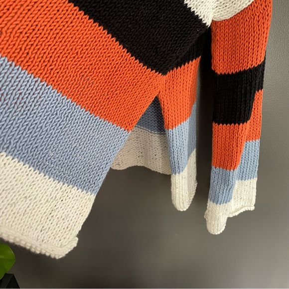 Hand Knit Handmade Pima Cotton Striped Sweater - Picture 4 of 5